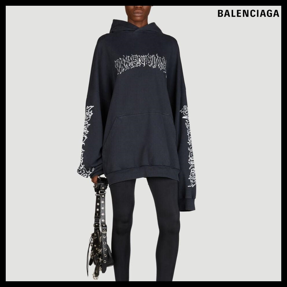 【BALENCIAGA】Darkwave Large Fit Hooded Sweatshirt Black