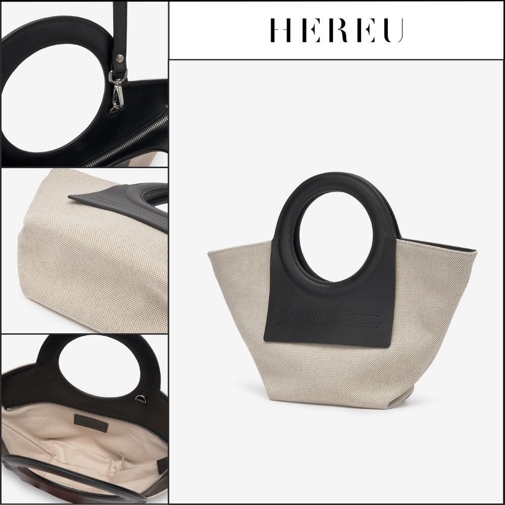 【HEREU】ミニ カラ トートバッグ ベージュ ブラック