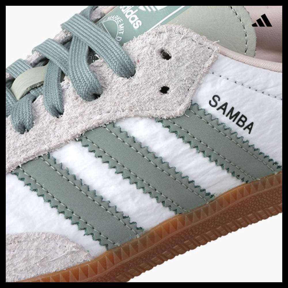 【adidas】Samba OG Cloud White Silver Green Sneakers