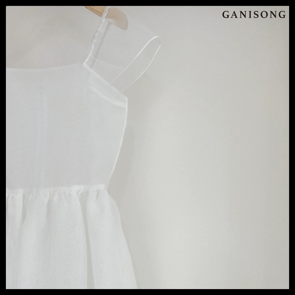 【GANISONG】Bridal Peony Tiered Dress White