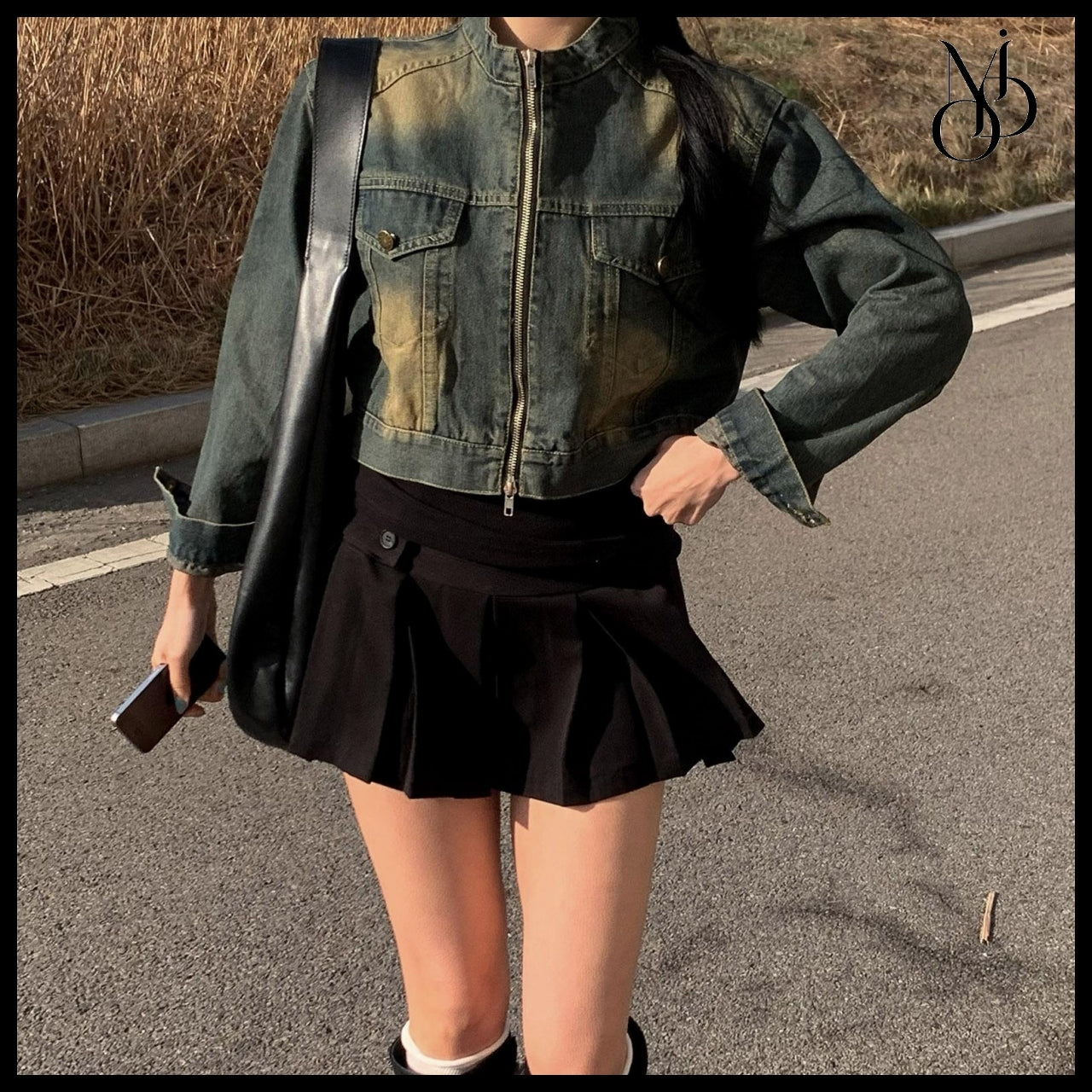 【MODIMOOD】Vintage Denim Two-Way Zip-Up Jacket 2 Colors