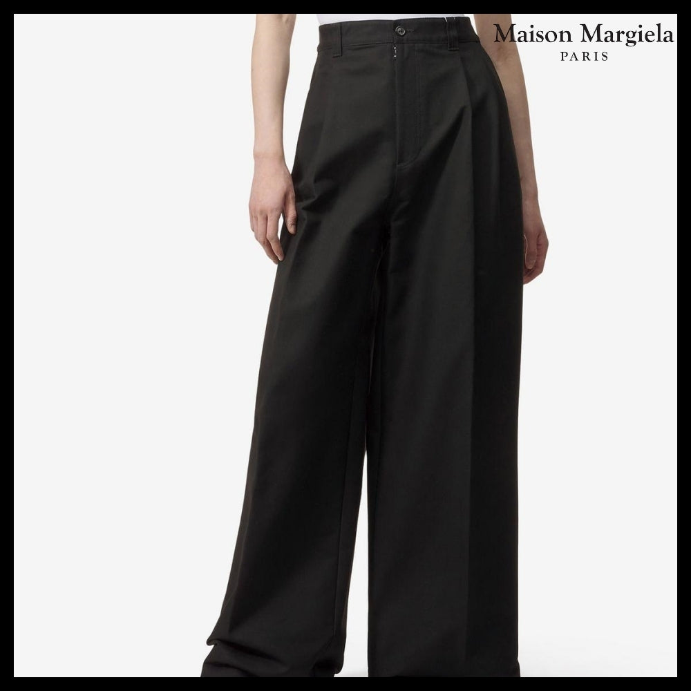 【Maison Margiela】Heavy Cotton Two Pleats Pants - Black