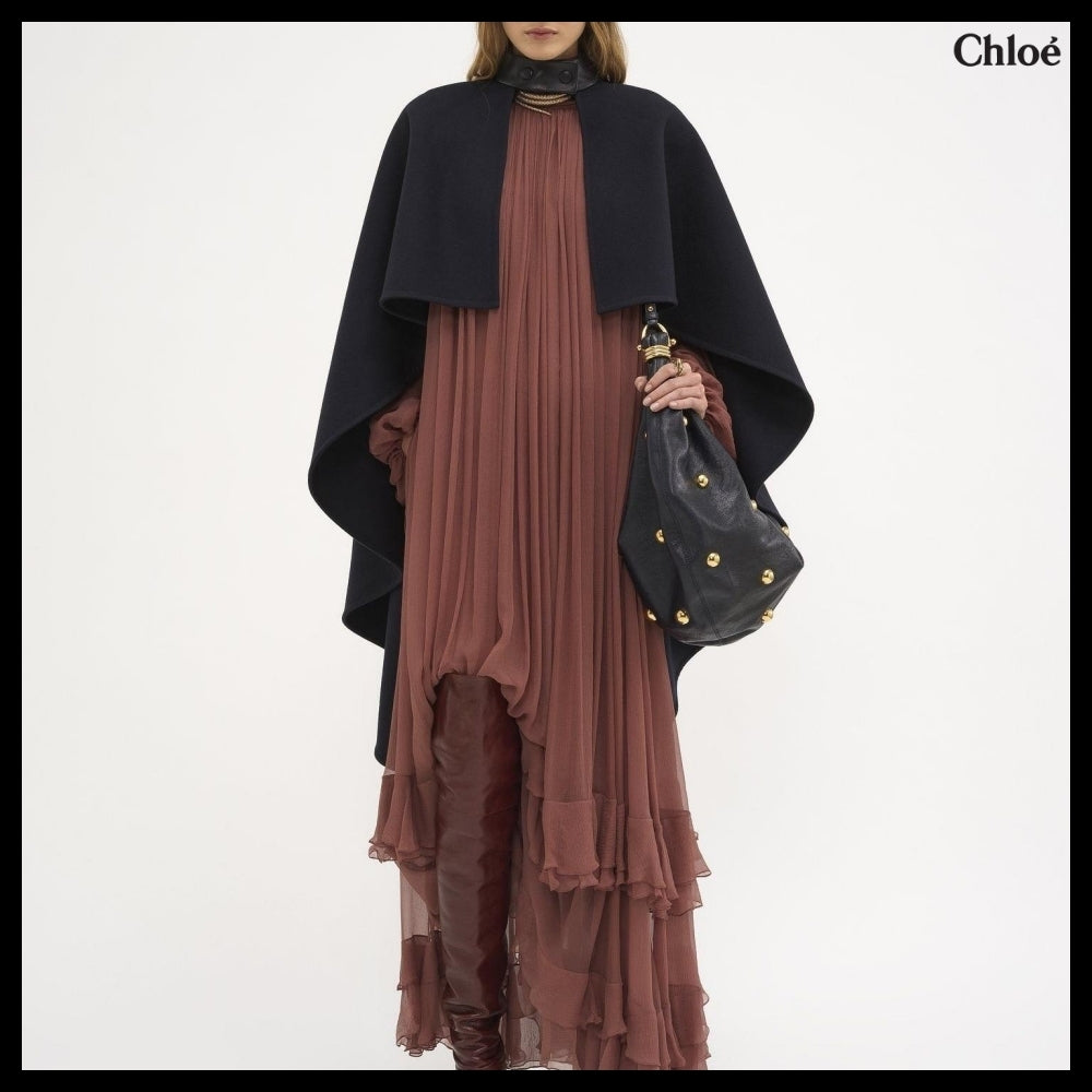 【Chloe】High-Low Cape in Midnight Blue