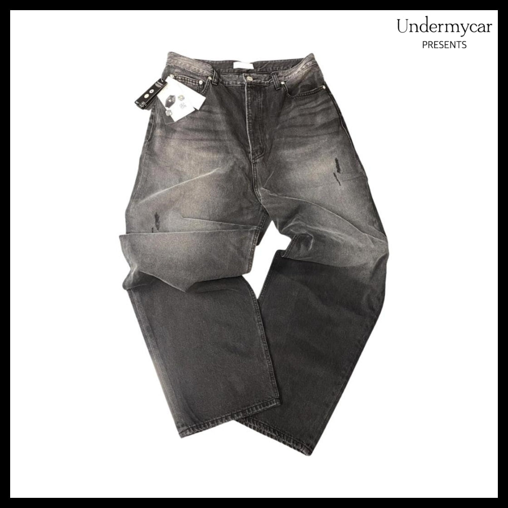 【Undermycar】IEK Gashutein 6 Hand Brush Washed Wide Jeans