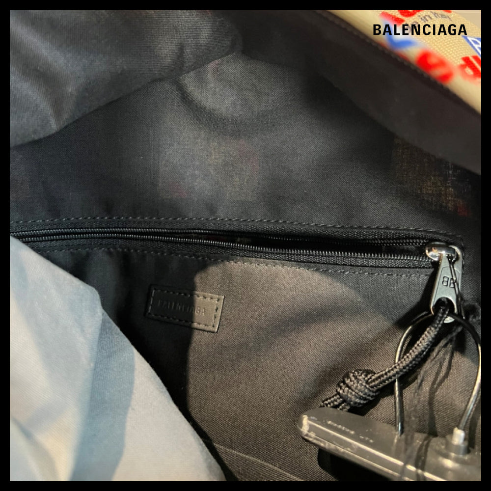 【BALENCIAGA】Explorer Adhesive Canvas Backpack Beige Blue