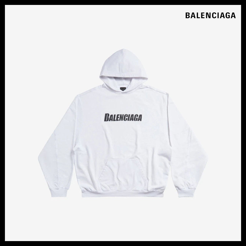 【BALENCIAGA】Destroyed Hoodie Oversized White