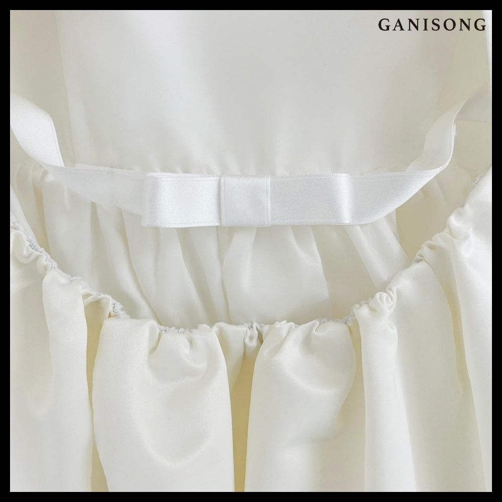 【GANISONG】Bridal Back Open Dress White