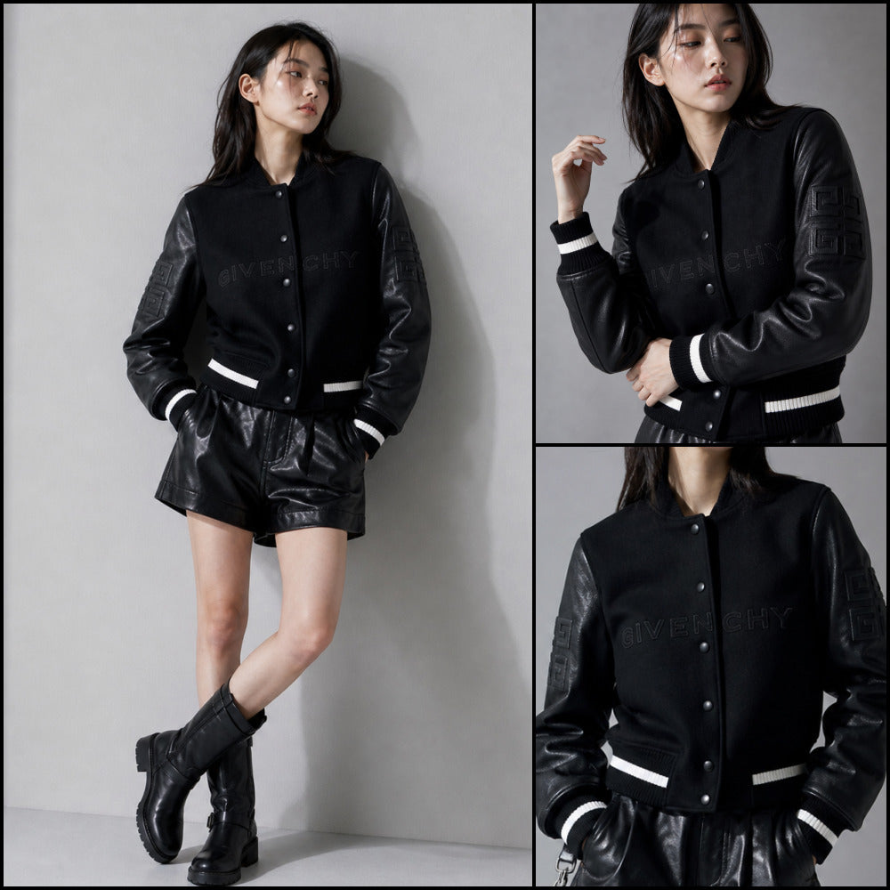 【GIVENCHY】Cropped Varsity Jacket Black