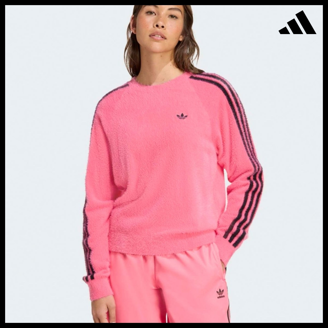 【ADIDAS】Holiday Lucid Pink Knit Sweater