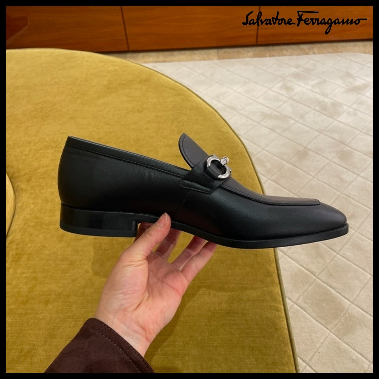【FERRAGAMO】BENFORD GANCINI LEATHER LOAFERS BLACK