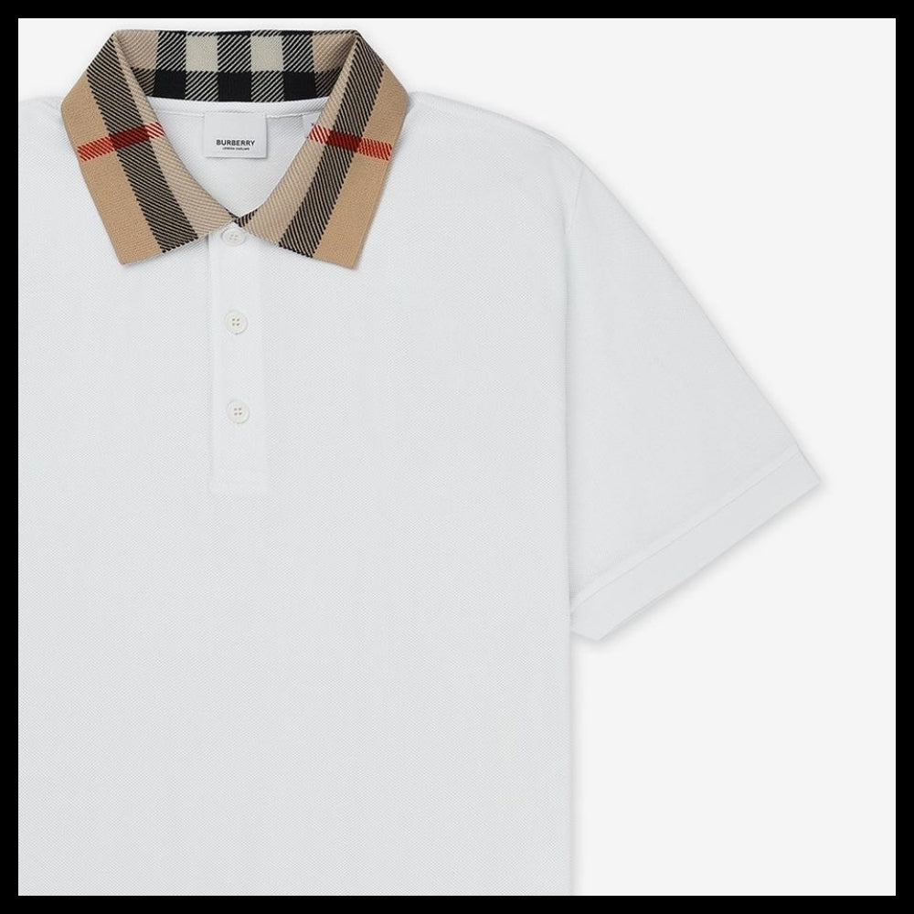 【Burberry】Cotton Slim Fit Polo Shirt White