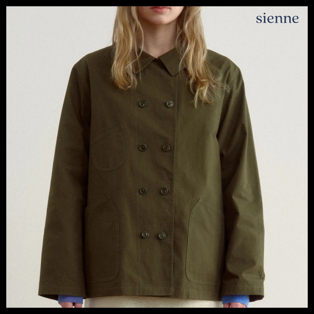 【SIENNE】Ryo Double Breasted Jacket Khaki