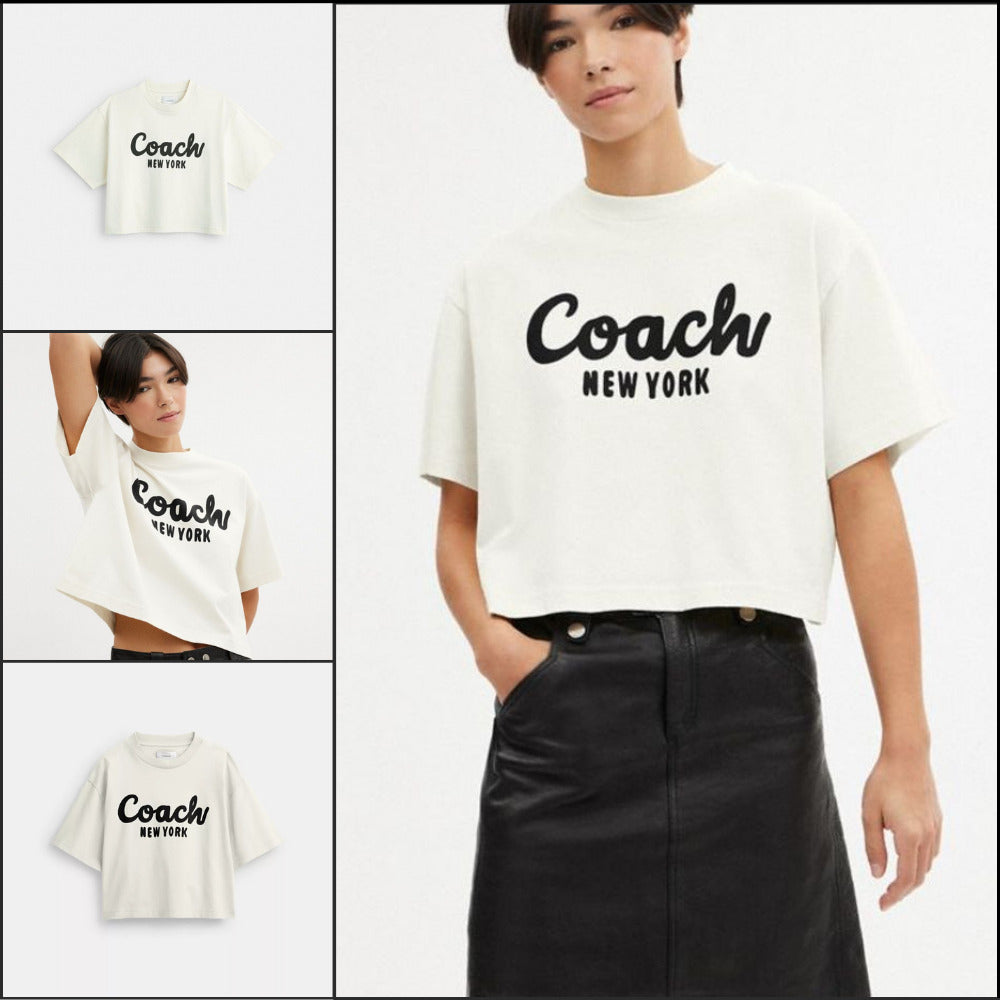 【Coach】Cursive Signature Cropped T-Shirt
