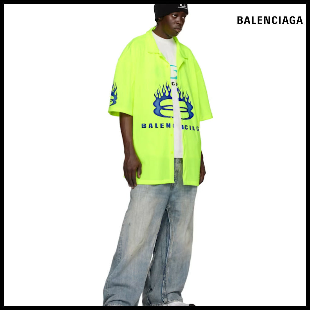 【BALENCIAGA】Short Sleeve Shirt Fluorescent Yellow