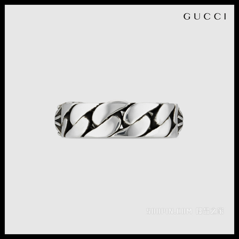 【GUCCI】Vintage Tiger Head Sterling Ring Argento Black