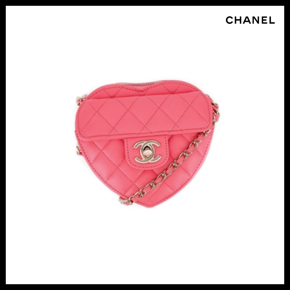 【CHANEL】Heart Bag Small Lambskin Pink with Gold Hardware