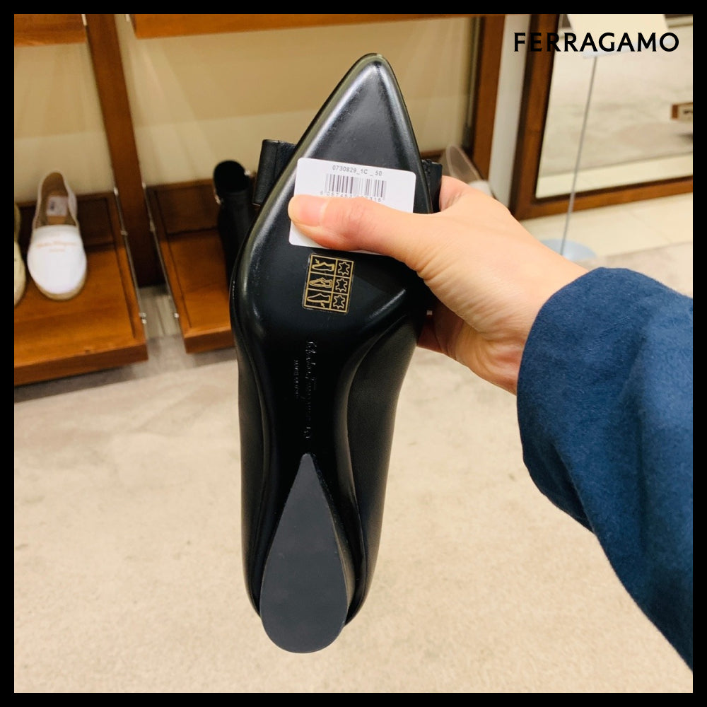 【Ferragamo】VIVA 55 Vara bow mid-heel pumps black