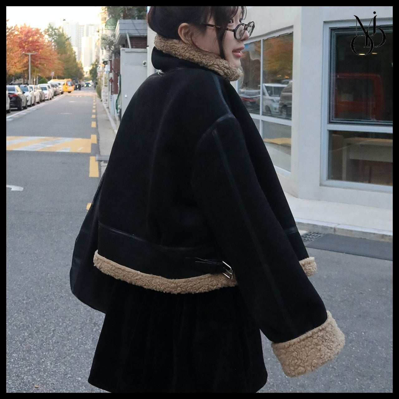 【MODIMOOD】Gumi Crop Shearling Suede Mustang 2 Colors