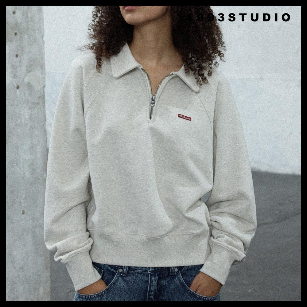 [1993STUDIO] SMALL LOGO HALF ZIP COLLAR SWEATSHIRT 3COLORS