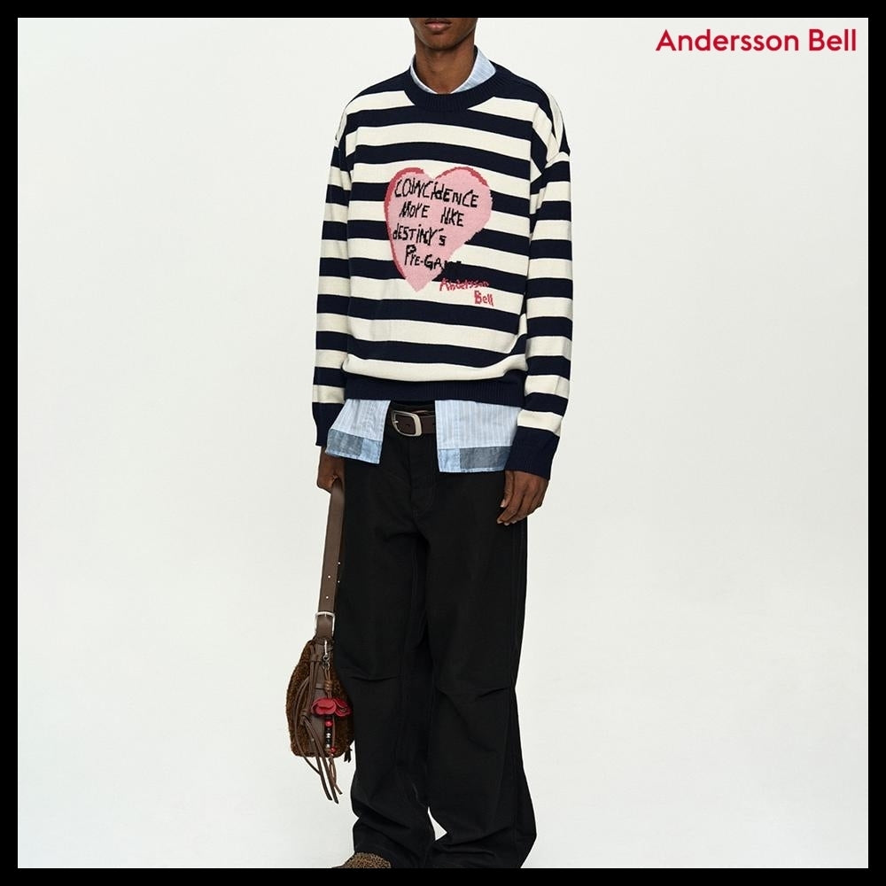 【ANDERSSON BELL】Boys Heart Message Crew-Neck Sweater