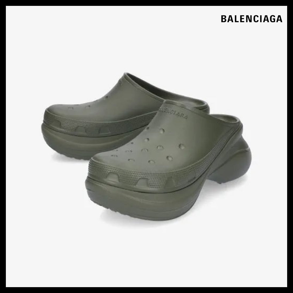 【BALENCIAGA X Crocs】Platform Clog Sandals Khaki