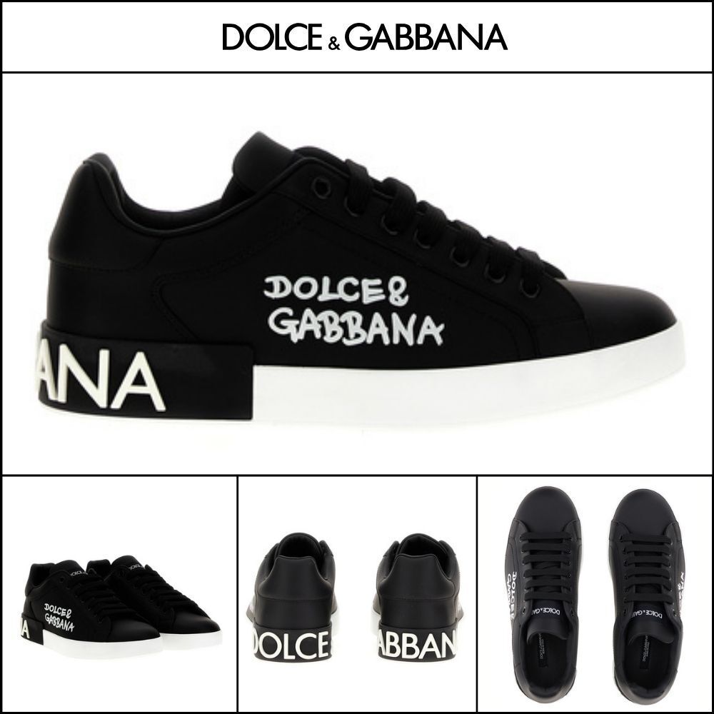 【Dolce & Gabbana】LEATHER PORTOFINO SNEAKERS WHITE / BLACK
