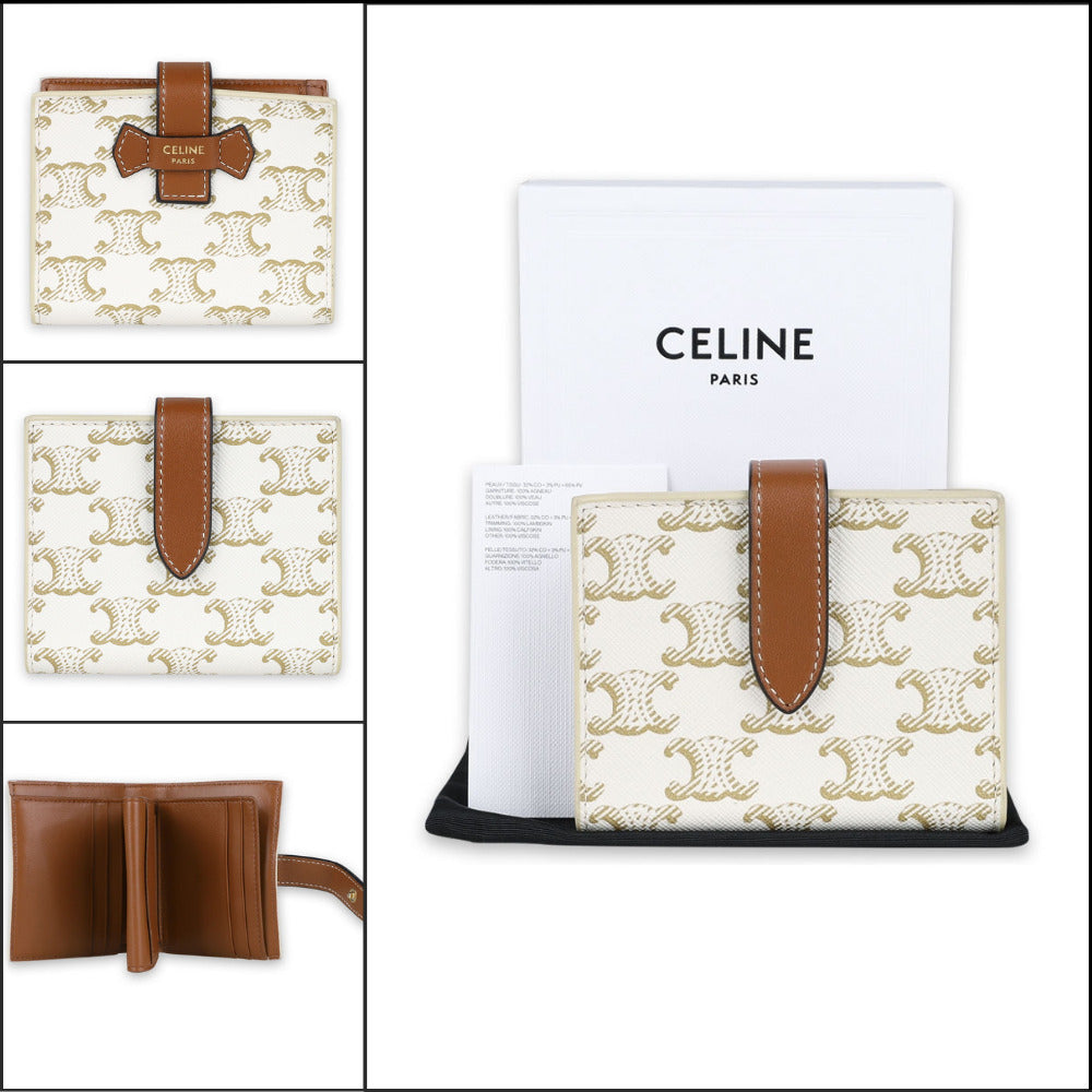 【CELINE】 Women Triomphe Canvas Small Strap Wallet