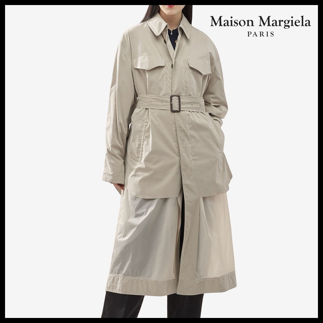【Maison Margiela】Layered Trench Coat Sand