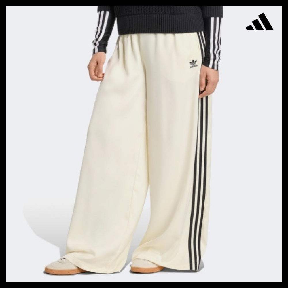 【adidas】Adicolor Satin Wide-Leg Track Pants CREWHT