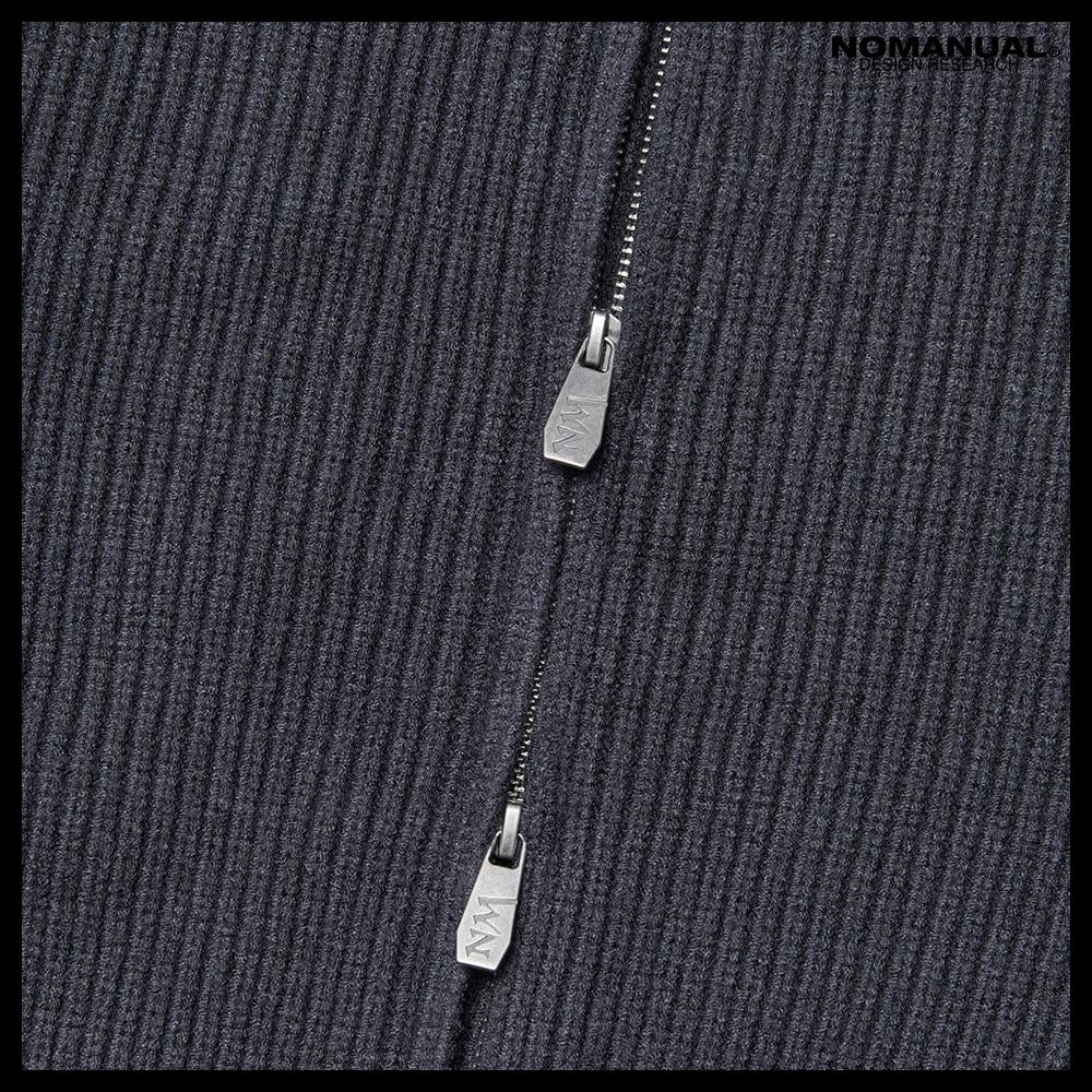【NOMANUAL】Anomaly Knit Zip-Up Charcoal