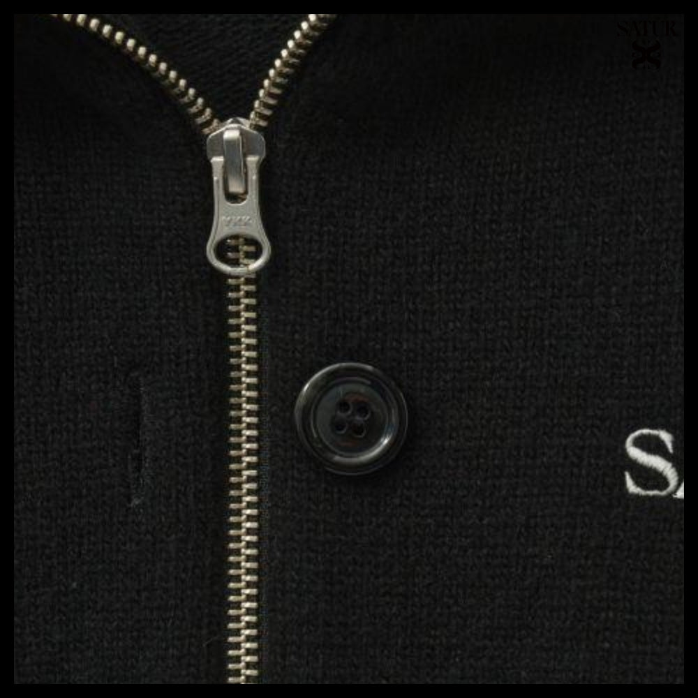 【SATUR】Women's Signature Logo Cashmere Blend Knit Zip-Up