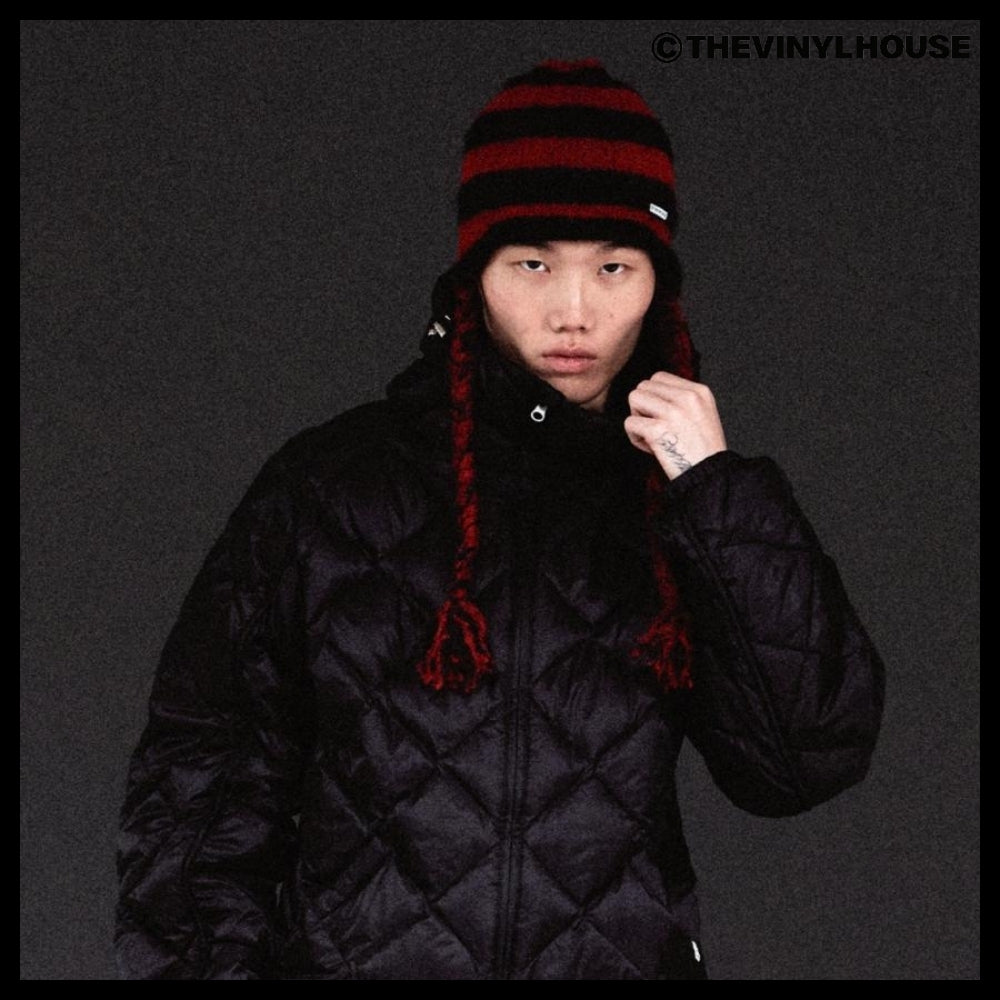 【THEVINYLHOUSE】Ear flap stripe beanie (3 colors)