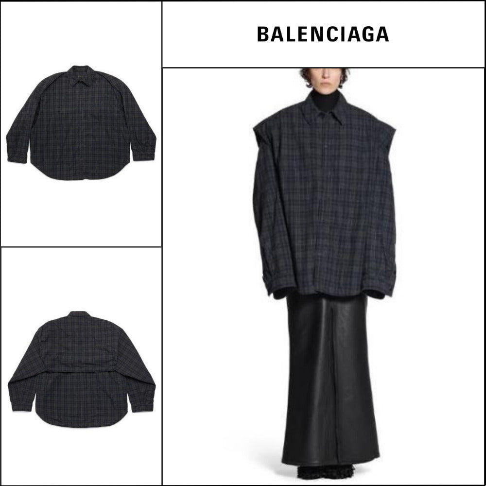 【BALENCIAGA】Detachable Sleeves Shirt Large Fit Grey