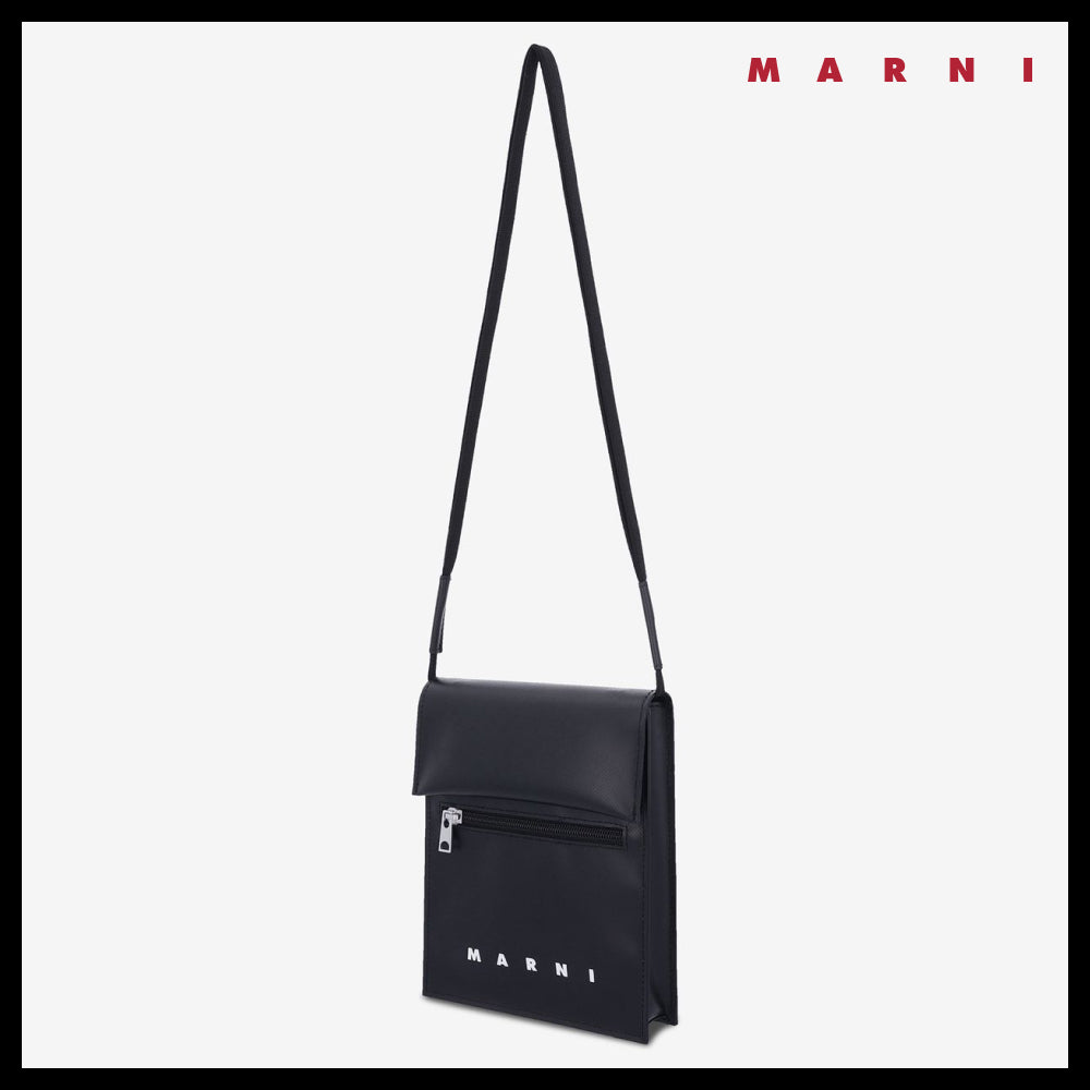 【MARNI】Logo strap pouch bag black