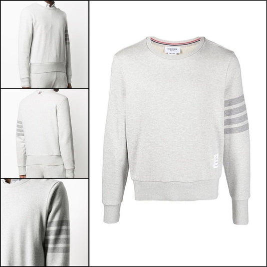 【THOM BROWNE】4-Bar Stripe Terry Sweatshirt Light Grey