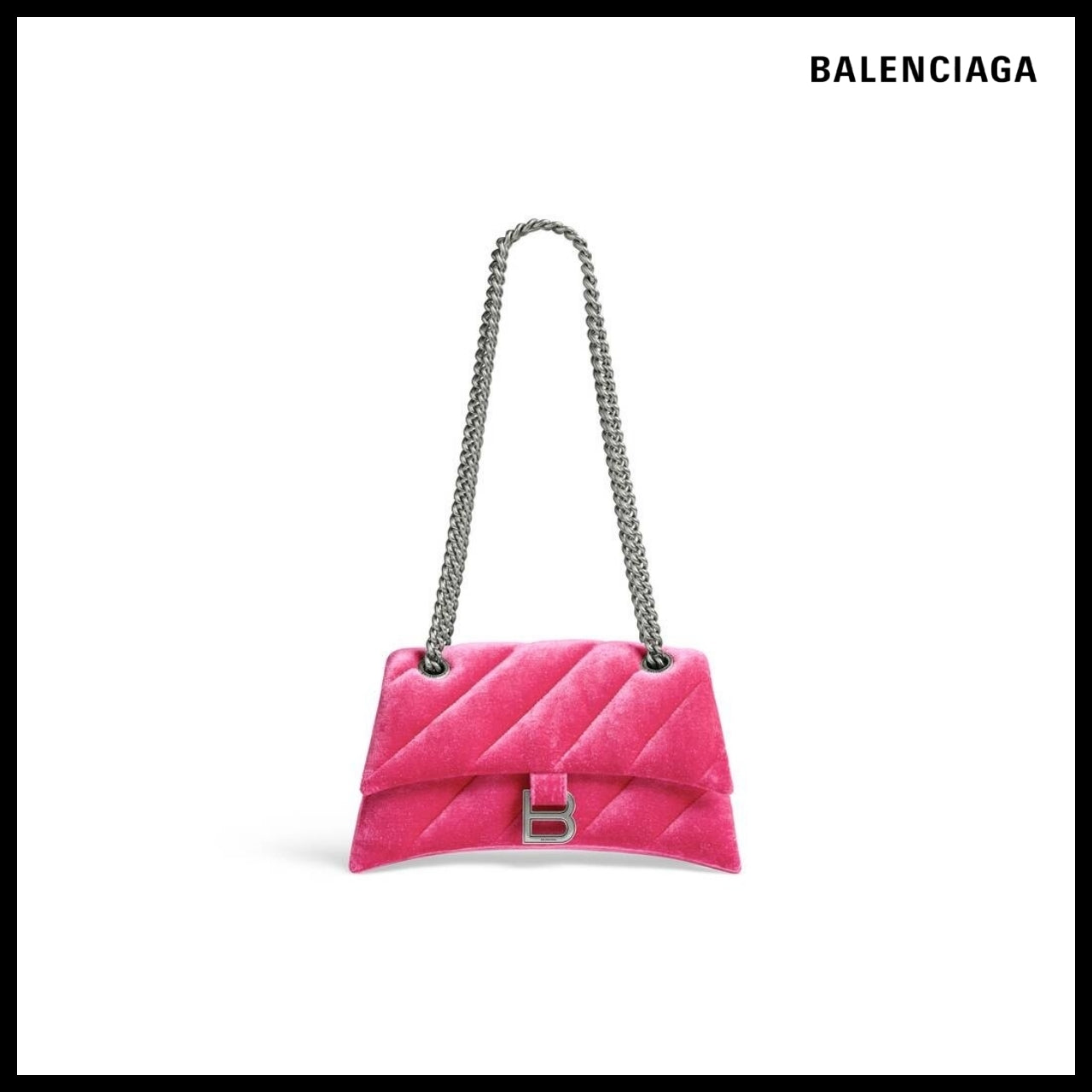 【BALENCIAGA】Crush Small Chain Bag Quilted Velvet Jersey