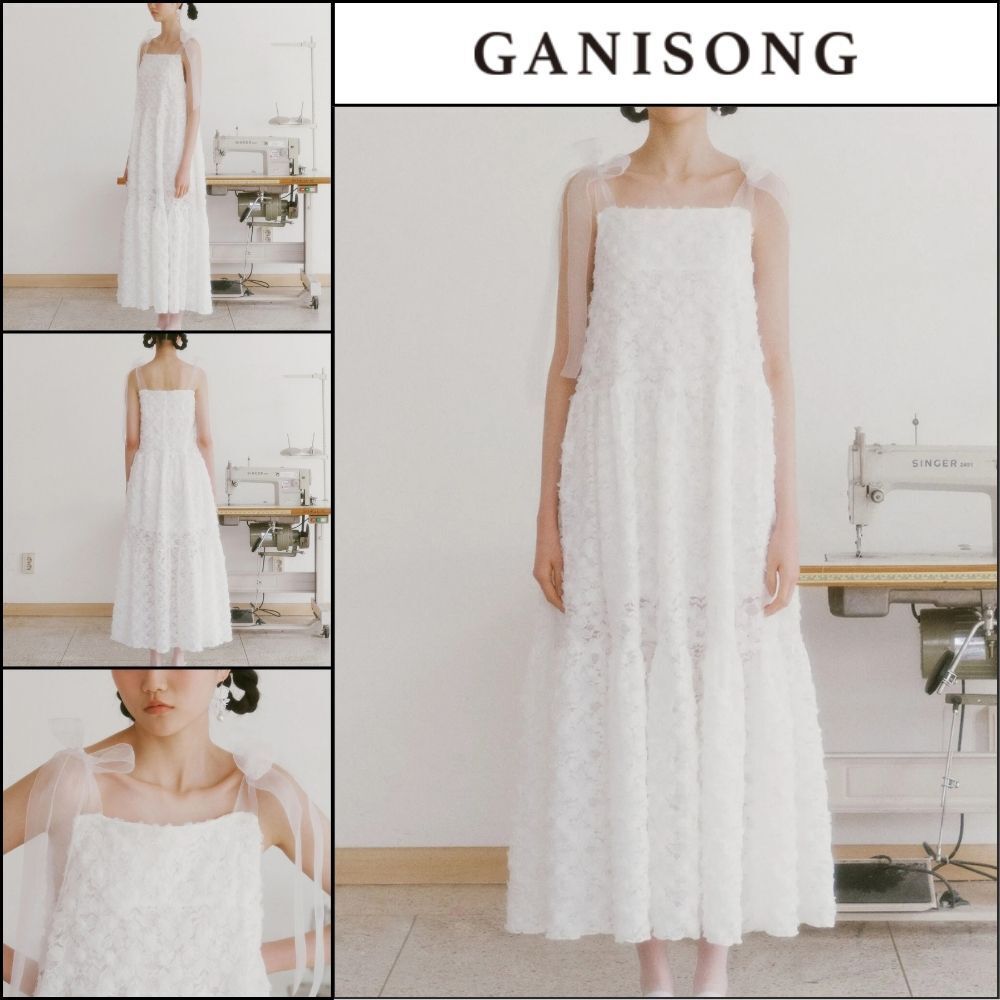 【GANISONG】Bridal Rosy Blossom Dress White