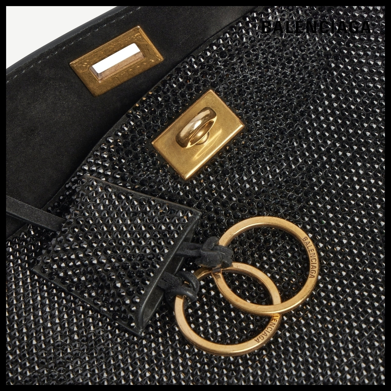 【BALENCIAGA】Rodeo Rhinestone Handbag Mini Black