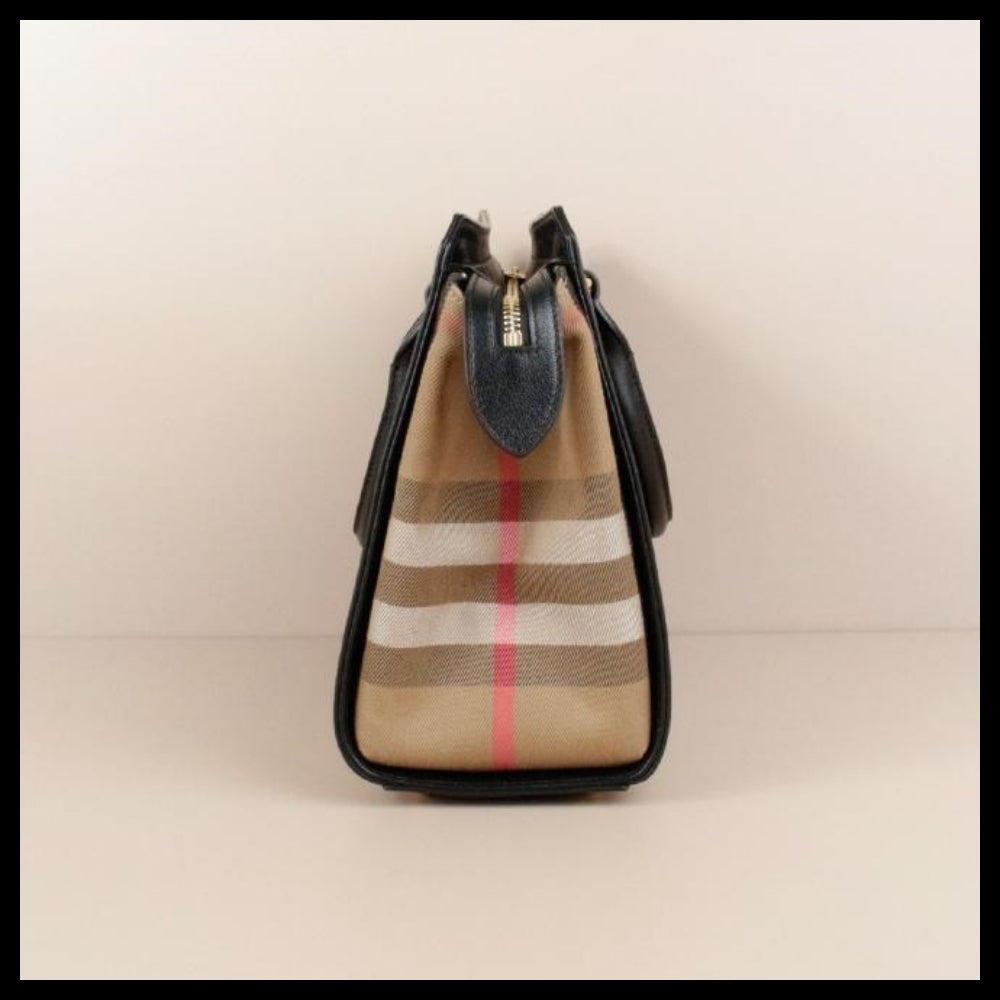 【Burberry】Banwell House Check Small Tote Bag Black
