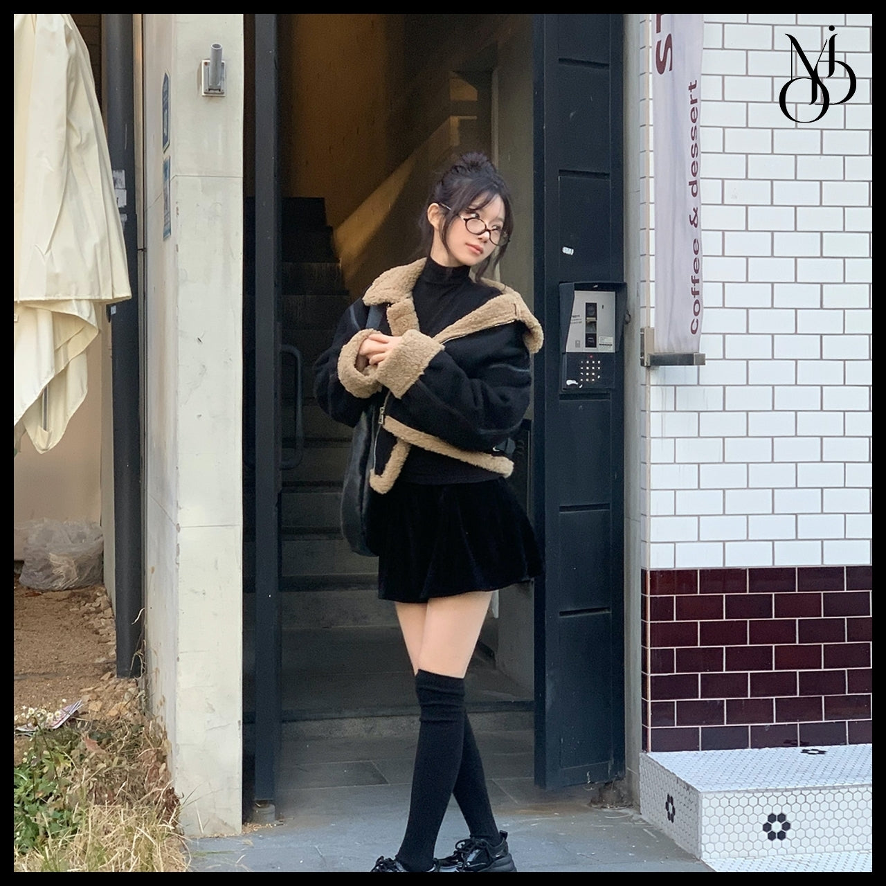 【MODIMOOD】Gumi Crop Shearling Suede Mustang 2 Colors