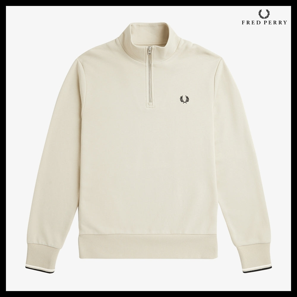 【FRED PERRY】Baseline Half Zip Sweatshirt V54 Oatmeal