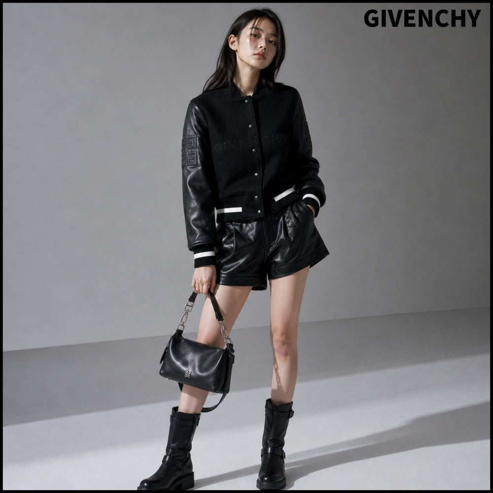 【GIVENCHY】Cropped Varsity Jacket Black