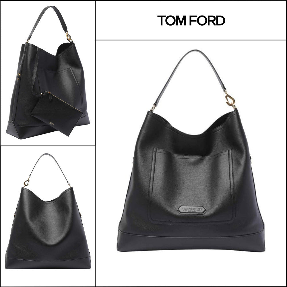 【TOM FORD】LEATHER LUGGAGE SHOULDER BAG BLACK H0577