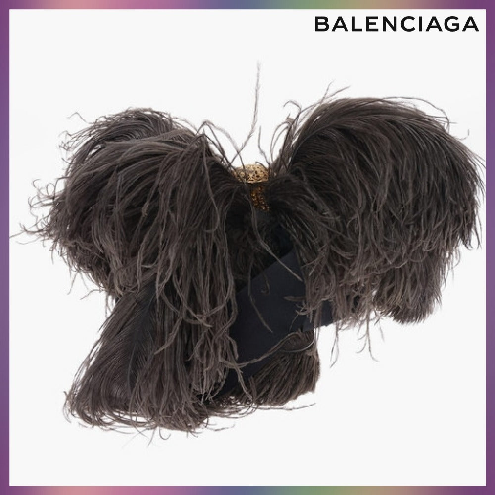 【BALENCIAGA】 OSTRICH FEATHER DETAIL CLUTCH BAG