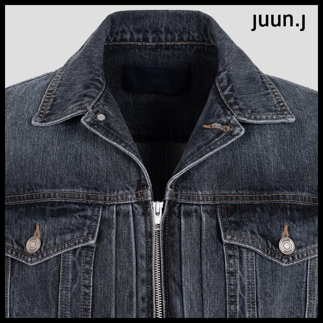 【JUUN.J】CORE Denim Zipper Detail Trucker Ash