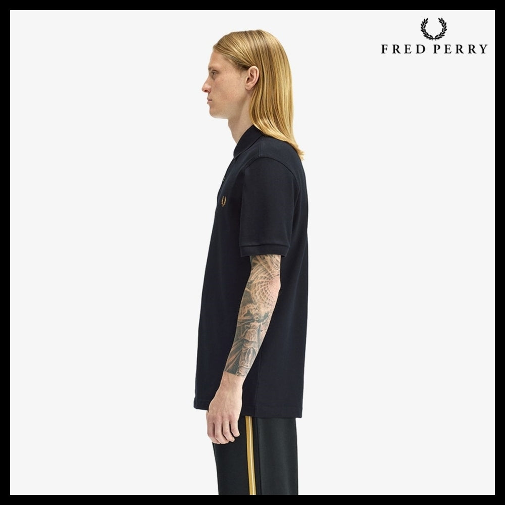 【FRED PERRY】Plain Fred Perry Shirt Black Dark Caramel