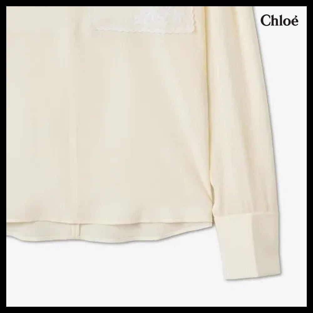 【Chloe】Round Neck Shirt White