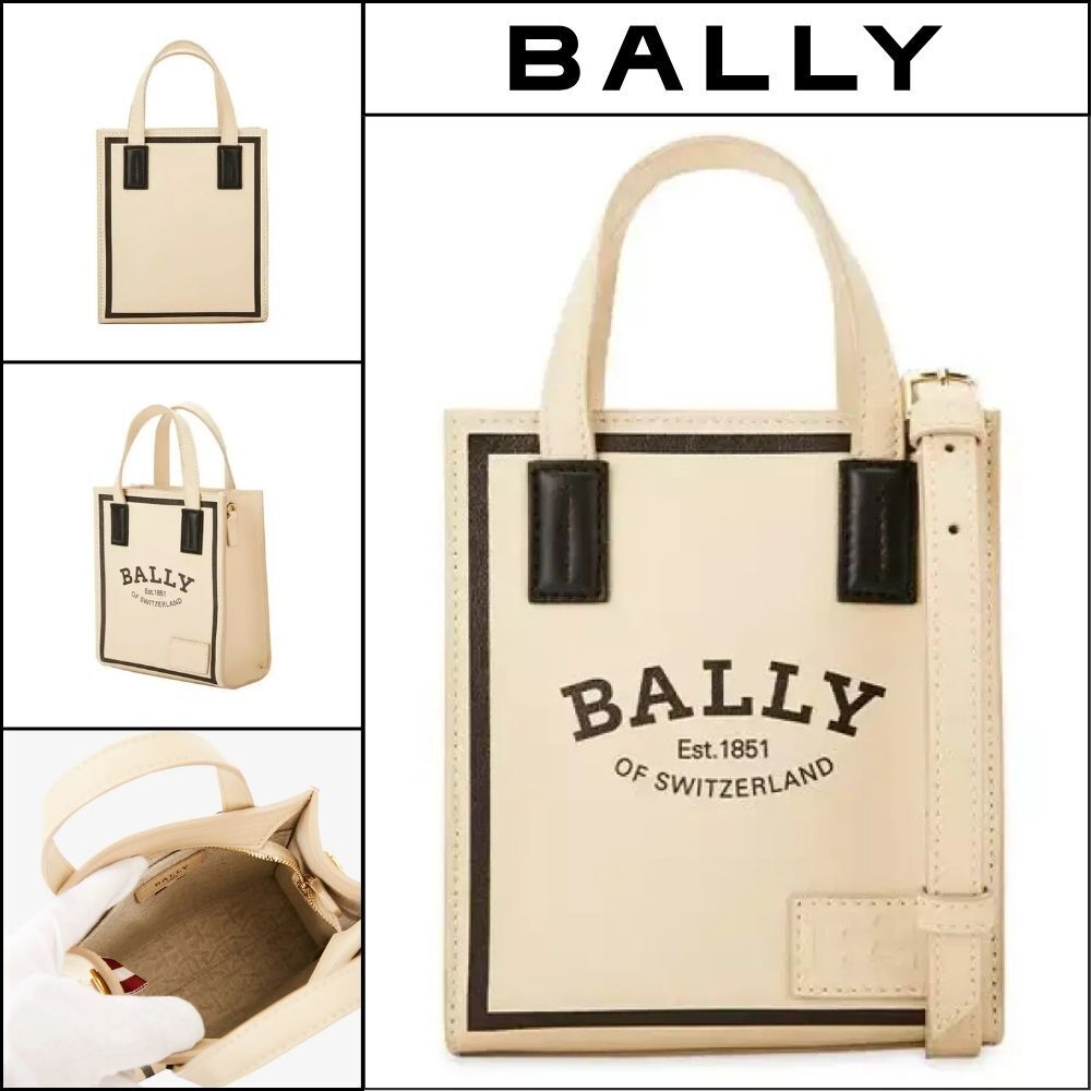 【BALLY】Unisex Mini Logo Print Light Beige Tote Bag