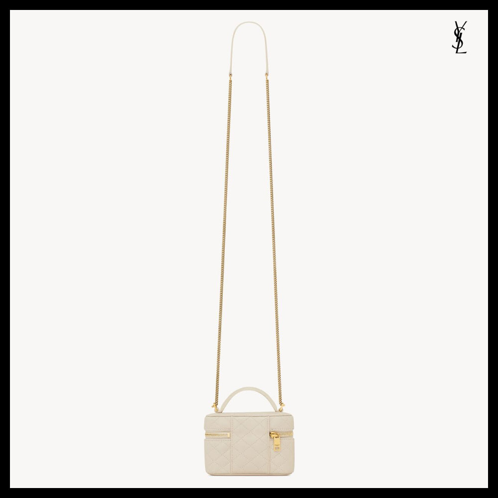 【Saint Laurent】Lambskin GABY Micro Vanity Bag White