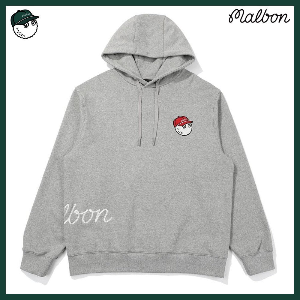 【MALBON GOLF】 SCRIPT HOOD MAN TO MAN 3COLORS